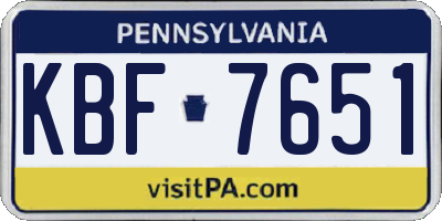 PA license plate KBF7651