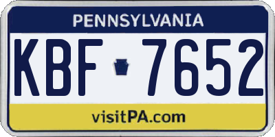 PA license plate KBF7652