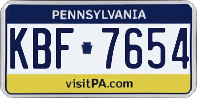 PA license plate KBF7654
