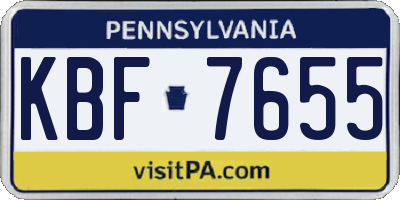 PA license plate KBF7655