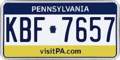 PA license plate KBF7657