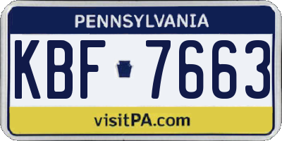 PA license plate KBF7663