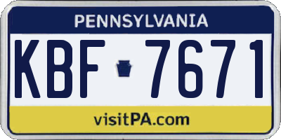 PA license plate KBF7671