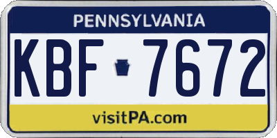PA license plate KBF7672