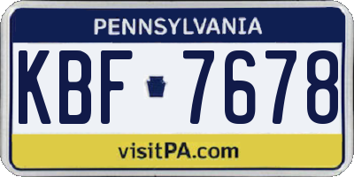 PA license plate KBF7678