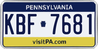 PA license plate KBF7681