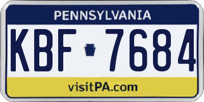 PA license plate KBF7684