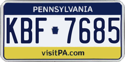 PA license plate KBF7685
