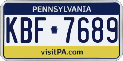 PA license plate KBF7689
