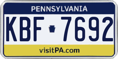 PA license plate KBF7692