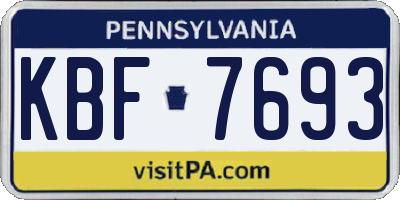 PA license plate KBF7693