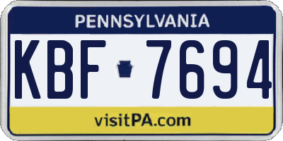 PA license plate KBF7694