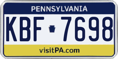 PA license plate KBF7698