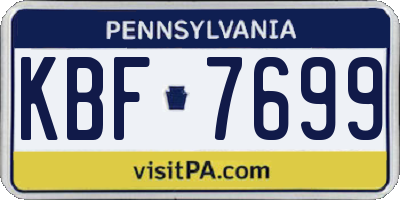 PA license plate KBF7699
