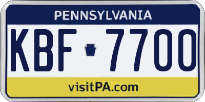 PA license plate KBF7700