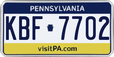 PA license plate KBF7702