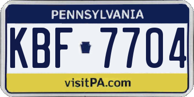 PA license plate KBF7704