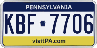 PA license plate KBF7706