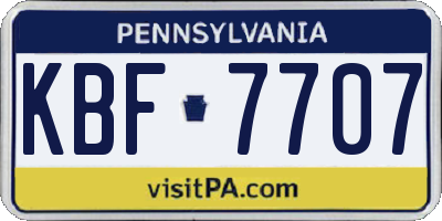 PA license plate KBF7707