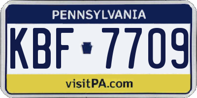PA license plate KBF7709