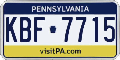 PA license plate KBF7715