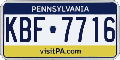PA license plate KBF7716