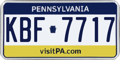 PA license plate KBF7717