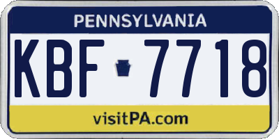 PA license plate KBF7718