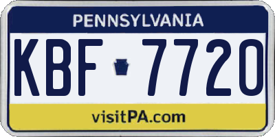 PA license plate KBF7720