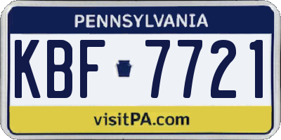PA license plate KBF7721