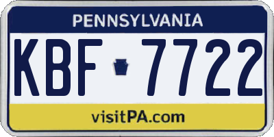 PA license plate KBF7722