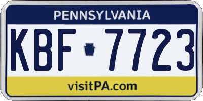 PA license plate KBF7723