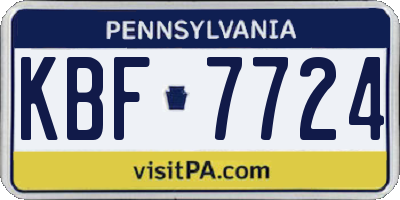 PA license plate KBF7724