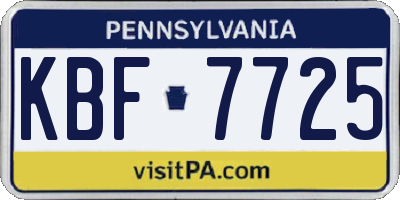 PA license plate KBF7725