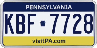 PA license plate KBF7728