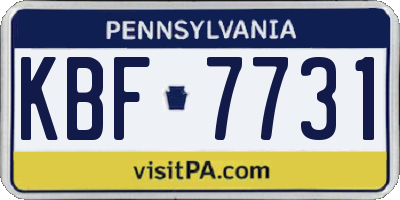PA license plate KBF7731