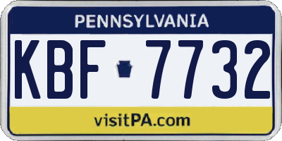 PA license plate KBF7732