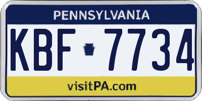 PA license plate KBF7734