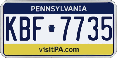 PA license plate KBF7735