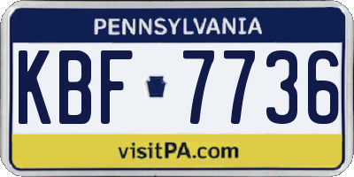 PA license plate KBF7736
