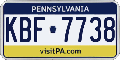 PA license plate KBF7738