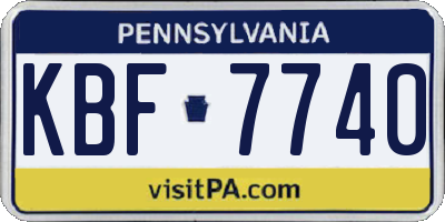 PA license plate KBF7740