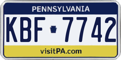 PA license plate KBF7742