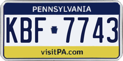 PA license plate KBF7743