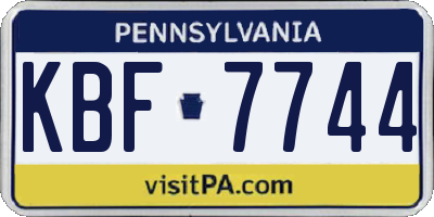 PA license plate KBF7744