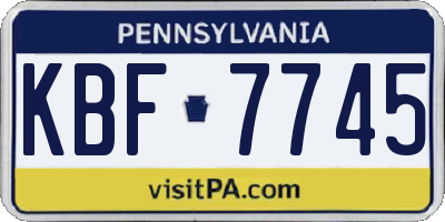 PA license plate KBF7745