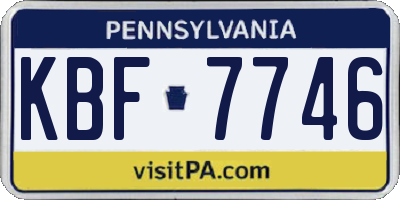 PA license plate KBF7746