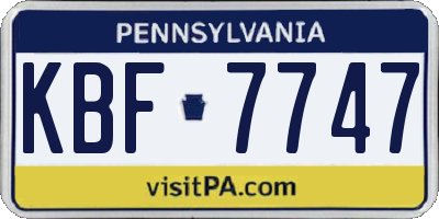 PA license plate KBF7747