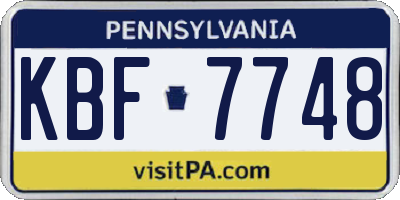 PA license plate KBF7748