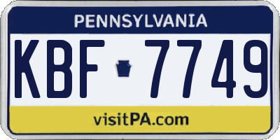 PA license plate KBF7749